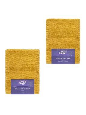 2 new YOLK YELLOW Wild Sage Savannah Quick Dry 90% Cotton 30"x54" BATH TOWELS